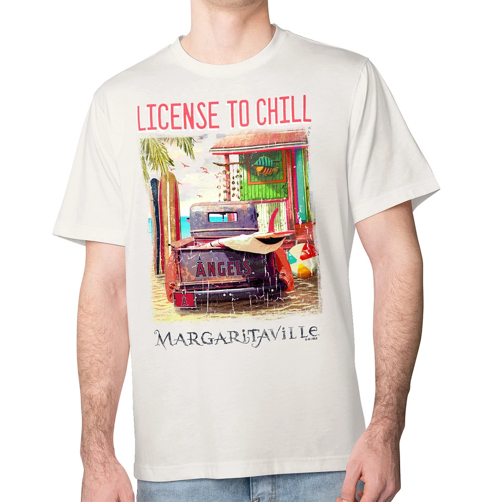 Men's Margaritaville Cream Los Angeles Angels License to Chill T-Shirt