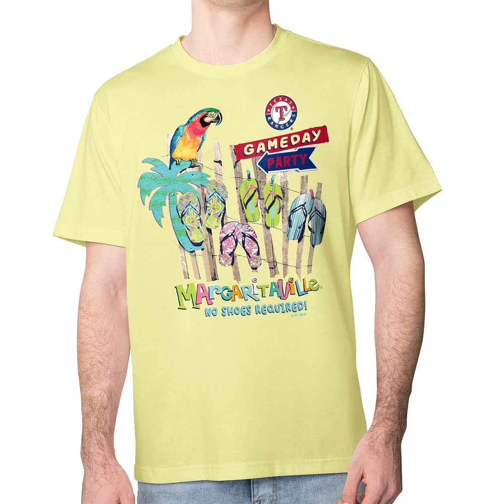 Men's Margaritaville Yellow Texas Rangers Gameday Party T-Shirt