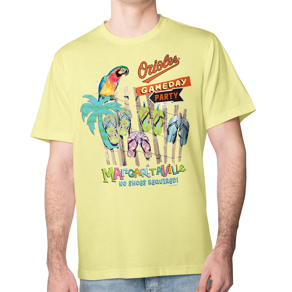 Men's Margaritaville Yellow Baltimore Orioles Gameday Party T-Shirt