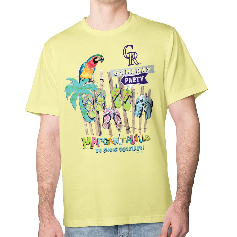 Men's Margaritaville Yellow Colorado Rockies Gameday Party T-Shirt