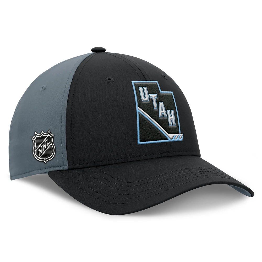 Men's Fanatics Black/Charcoal Utah Mammoth Utah Badge Adjustable Hat