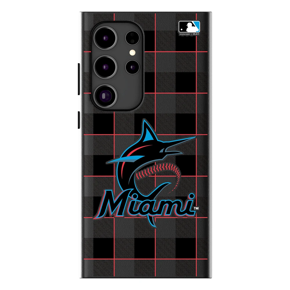 Keyscaper Miami Marlins Plaid Galaxy Magnetic Bump Case