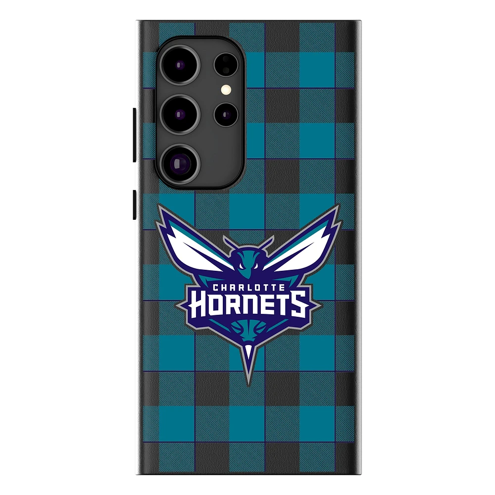 Keyscaper Charlotte Hornets Plaid Galaxy Magnetic Bump Case