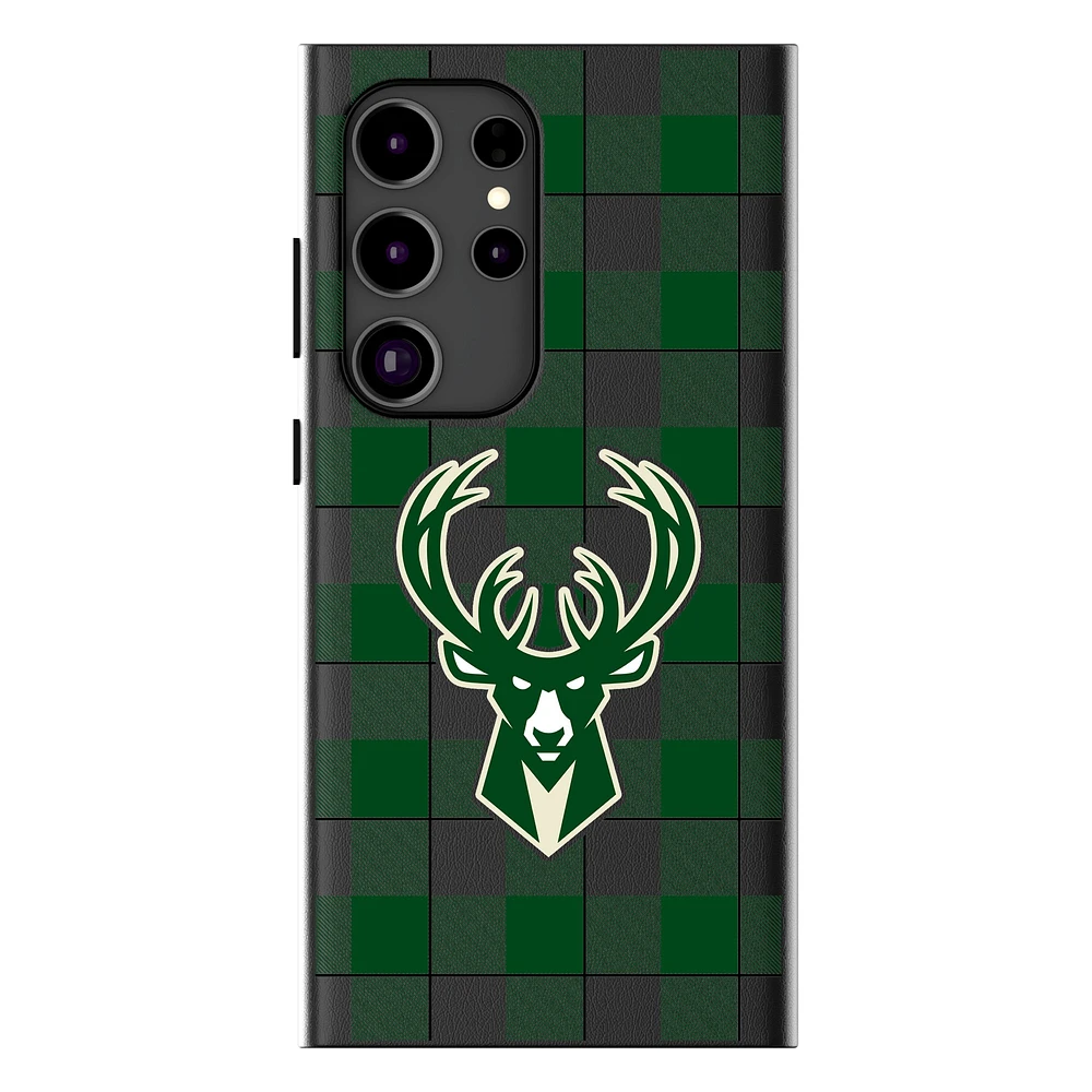 Keyscaper Milwaukee Bucks Plaid Galaxy Magnetic Bump Case