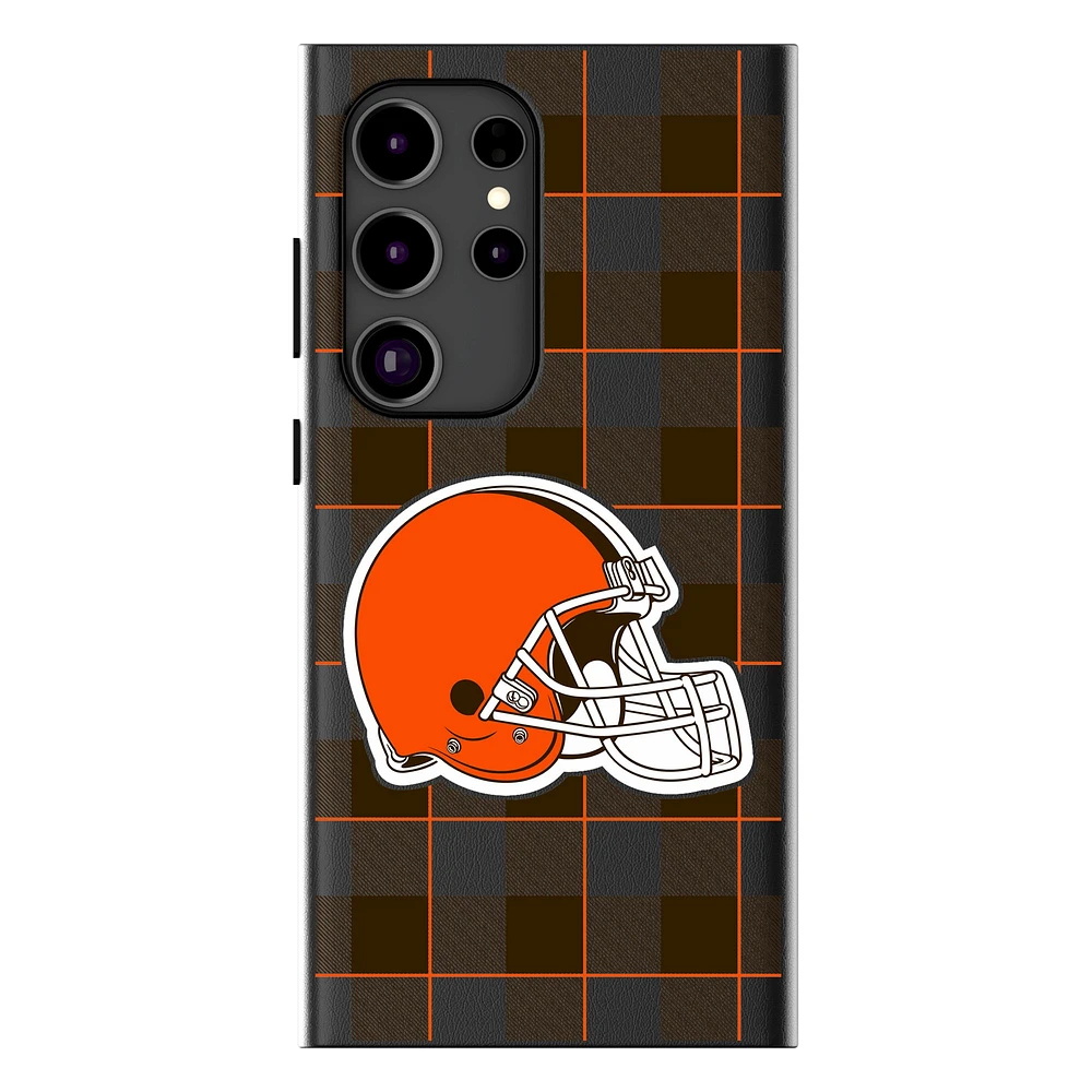 Keyscaper Cleveland Browns Plaid Galaxy Magnetic Bump Case