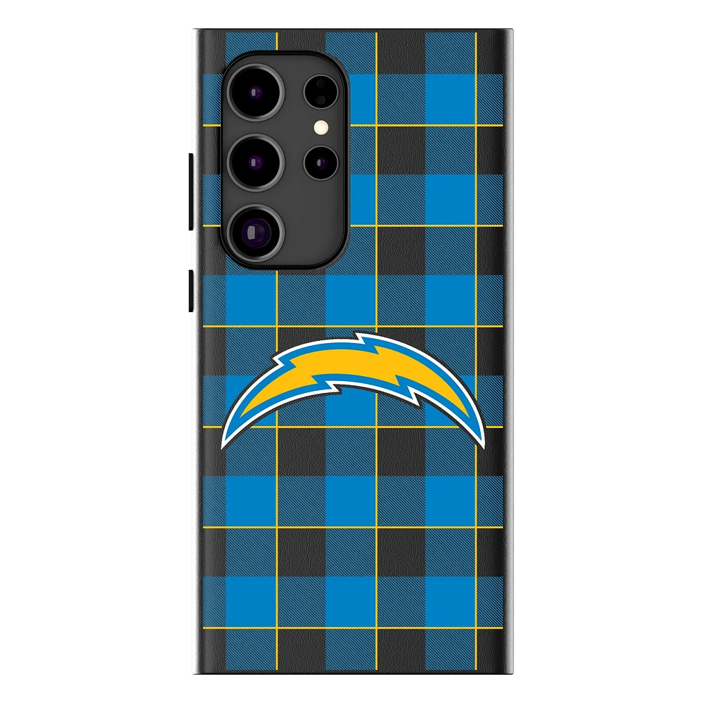 Keyscaper Los Angeles Chargers Plaid Galaxy Magnetic Bump Case