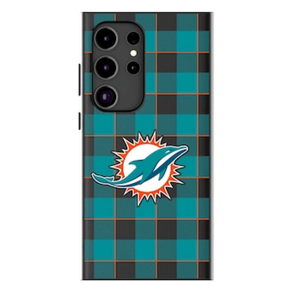 Keyscaper Miami Dolphins Plaid Galaxy Magnetic Bump Case