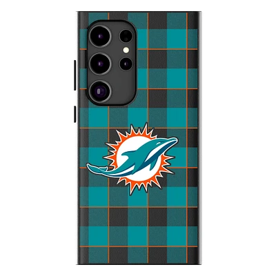 Keyscaper Miami Dolphins Plaid Galaxy Magnetic Bump Case