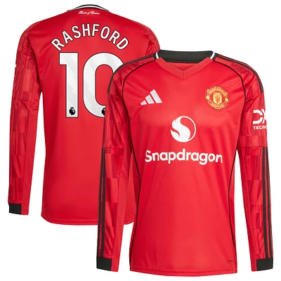 Men's adidas Marcus Rashford Red Manchester United Home 2025/26 Replica Player Long Sleeve Jersey