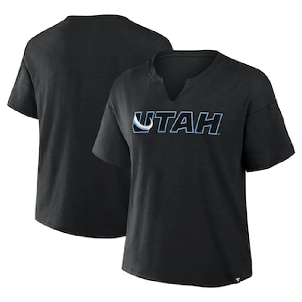 Women's Fanatics Black Utah Mammoth Combo Stadium Slub Boxy T-Shirt