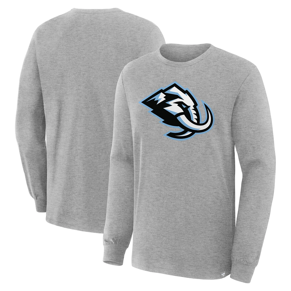 Men's Fanatics Heather Gray Utah Mammoth Primary Logo Legacy Long Sleeve T-Shirt