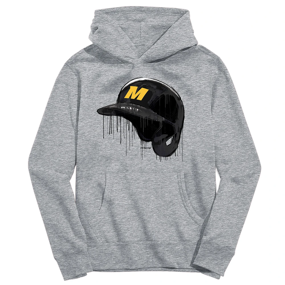 Youth Vive La Fete Heather Gray Missouri Tigers Dripping Baseball Helmet Pullover Hoodie