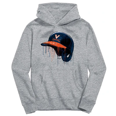 Youth Vive La Fete Heather Gray Virginia Cavaliers Dripping Baseball Helmet Pullover Hoodie
