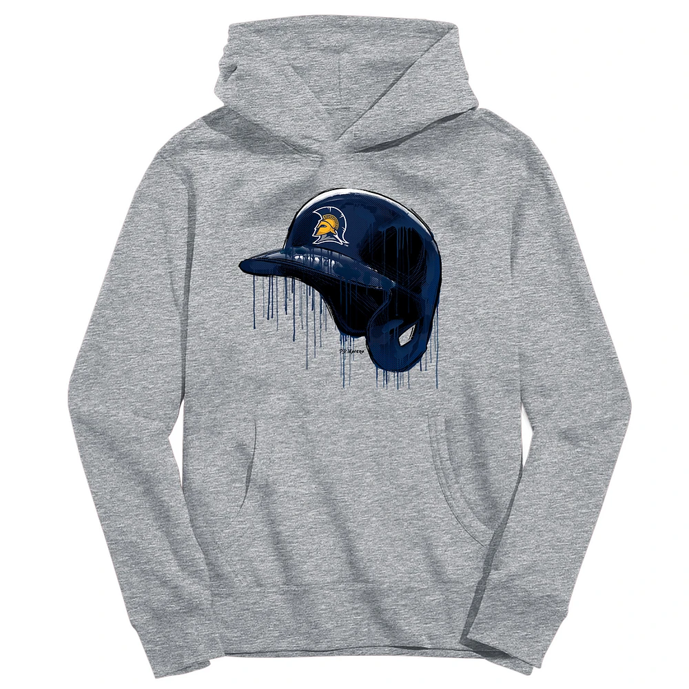 Youth Vive La Fete Heather Gray UNCG Spartans Dripping Baseball Helmet Pullover Hoodie