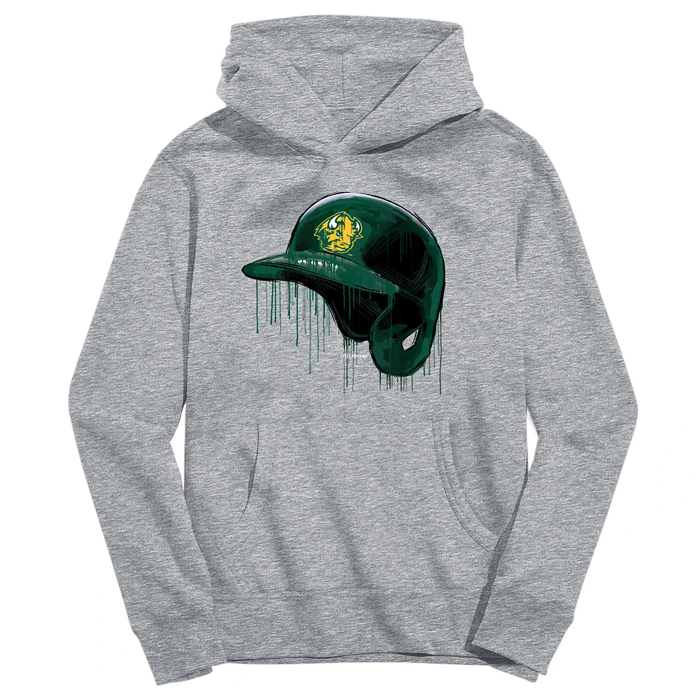 Youth Vive La Fete Heather Gray NDSU Bison Dripping Baseball Helmet Pullover Hoodie