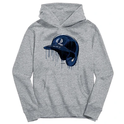 Youth Vive La Fete Heather Gray Quinnipiac Bobcats Dripping Baseball Helmet Pullover Hoodie