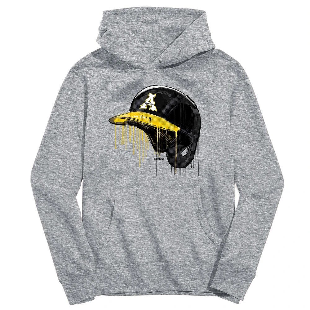 Youth Vive La Fete Heather Gray Appalachian State Mountaineers Dripping Baseball Helmet Pullover Hoodie