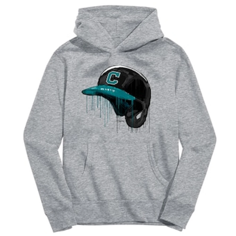 Youth Vive La Fete Heather Gray Coastal Carolina Chanticleers Dripping Baseball Helmet Pullover Hoodie