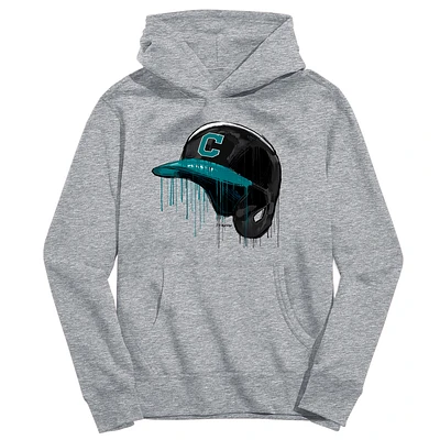 Youth Vive La Fete Heather Gray Coastal Carolina Chanticleers Dripping Baseball Helmet Pullover Hoodie