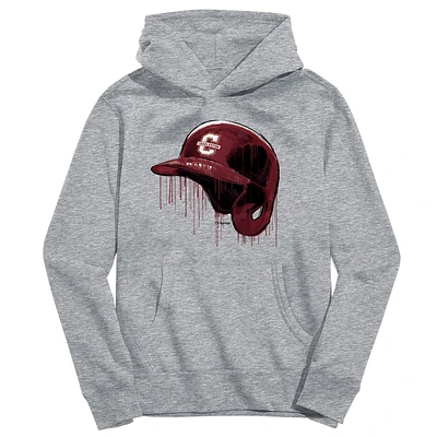 Youth Vive La Fete Heather Gray Charleston Cougars Dripping Baseball Helmet Pullover Hoodie