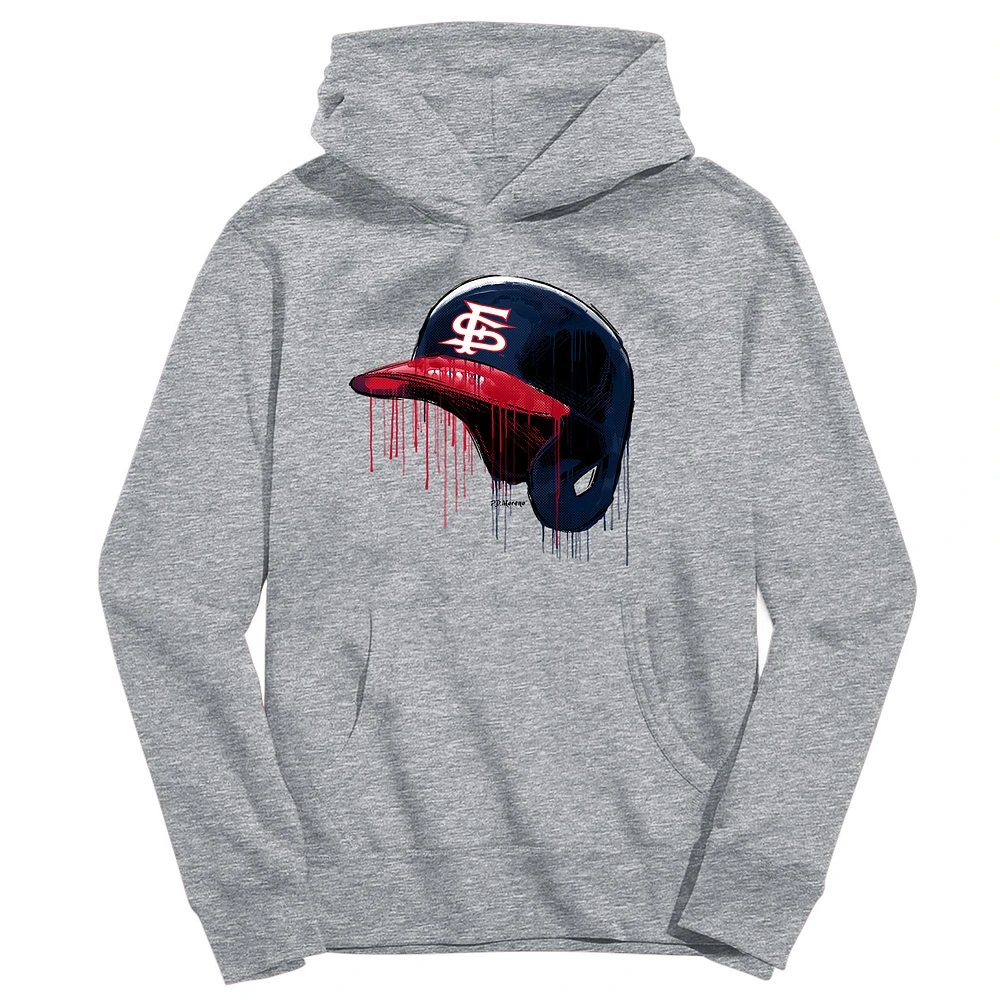 Youth Vive La Fete Heather Gray Fresno State Bulldogs Dripping Baseball Helmet Pullover Hoodie