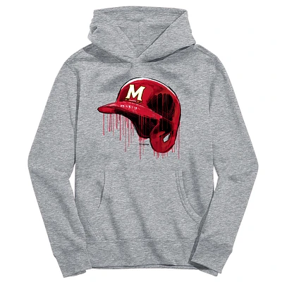 Youth Vive La Fete Heather Gray Maryland Terrapins Dripping Baseball Helmet Pullover Hoodie