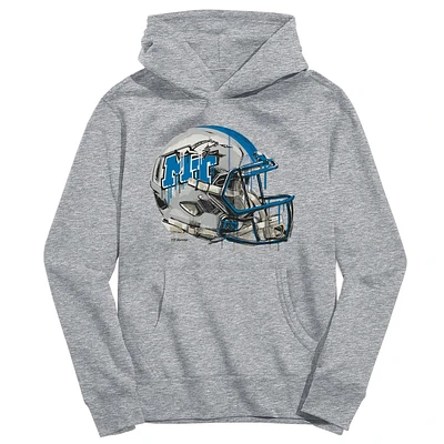Youth Vive La Fete Heather Gray MTSU Blue Raiders Dripping Football Helmet Pullover Hoodie