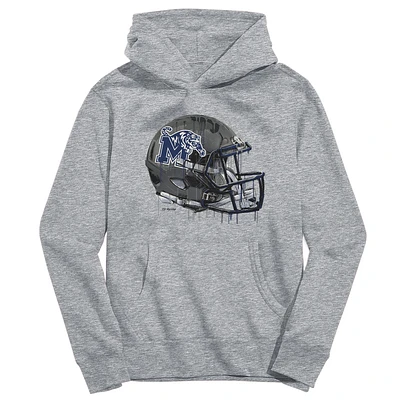 Youth Vive La Fete Heather Gray Memphis Tigers Dripping Football Helmet Pullover Hoodie