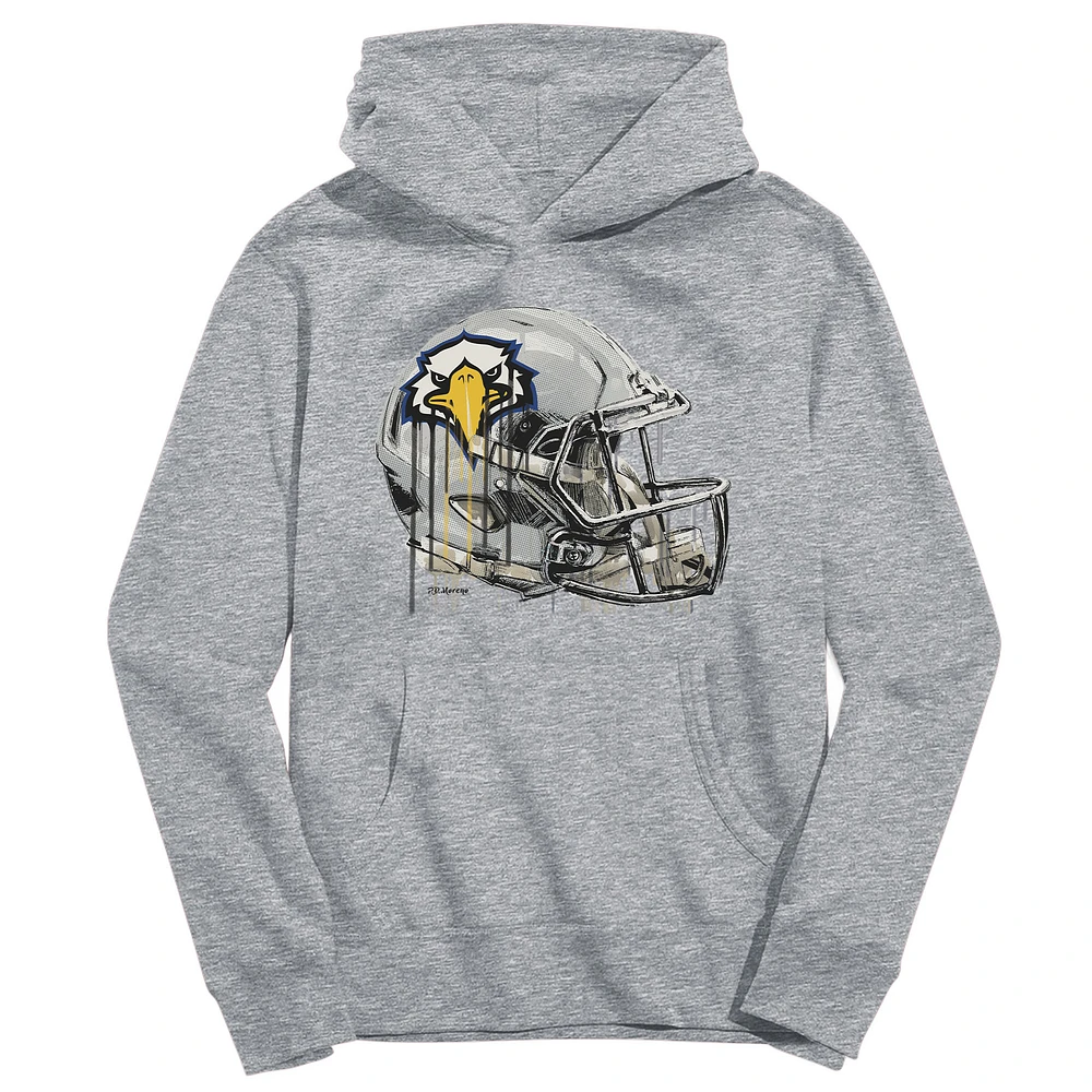 Youth Vive La Fete Heather Gray Morehead State Eagles Dripping Football Helmet Pullover Hoodie