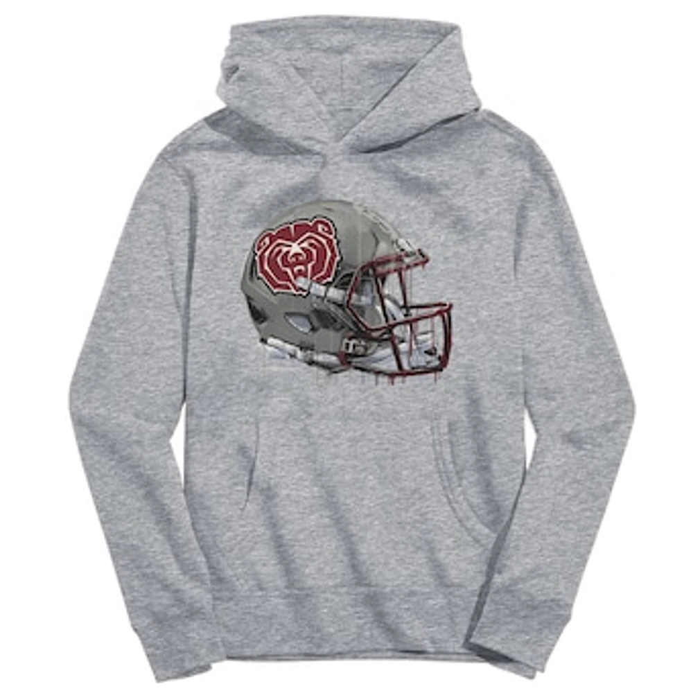 Youth Vive La Fete Heather Gray Missouri State University Bears Dripping Football Helmet Pullover Hoodie