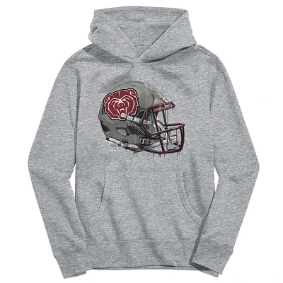 Youth Vive La Fete Heather Gray Missouri State University Bears Dripping Football Helmet Pullover Hoodie