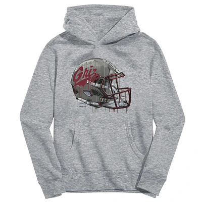 Youth Vive La Fete Heather Gray Montana Grizzlies Dripping Football Helmet Pullover Hoodie