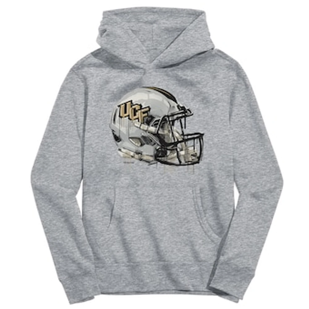 Youth Vive La Fete Heather Gray UCF Knights Dripping Football Helmet Pullover Hoodie