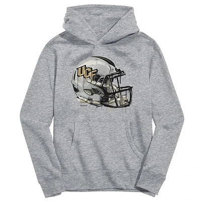 Youth Vive La Fete Heather Gray UCF Knights Dripping Football Helmet Pullover Hoodie