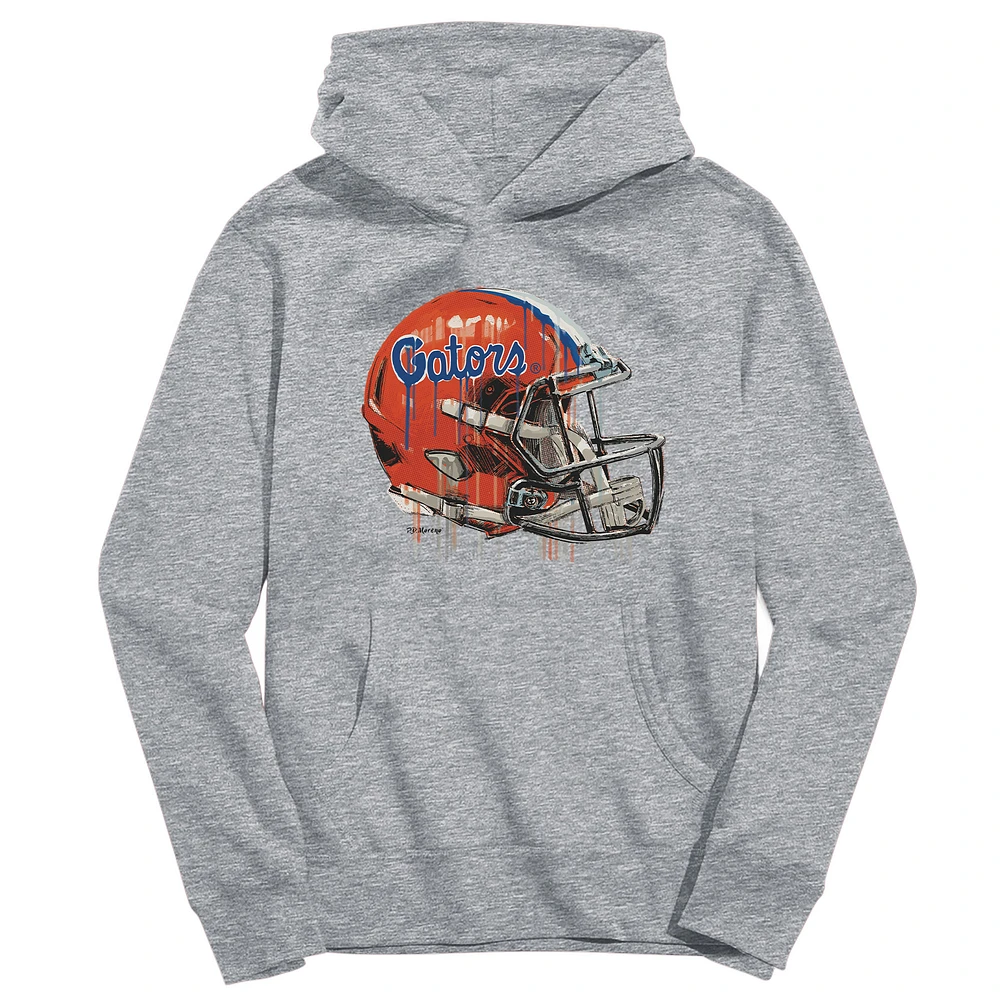 Youth Vive La Fete Heather Gray Florida Gators Dripping Football Helmet Pullover Hoodie