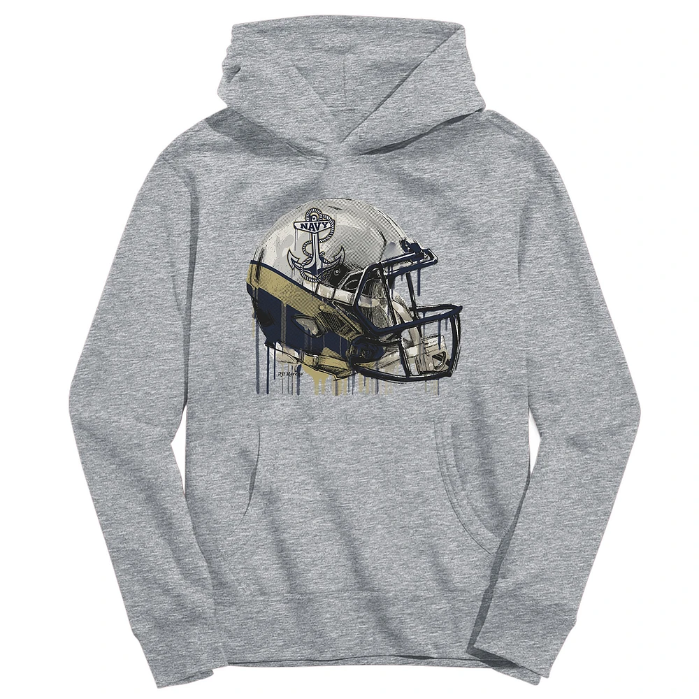 Youth Vive La Fete Heather Gray Navy Midshipmen Dripping Football Helmet Pullover Hoodie