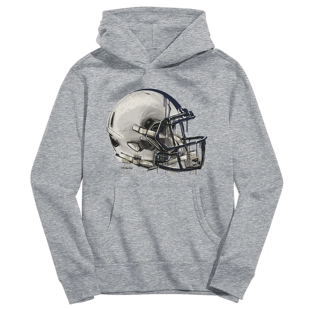 Youth Vive La Fete Heather Gray Penn State Nittany Lions Dripping Football Helmet Pullover Hoodie