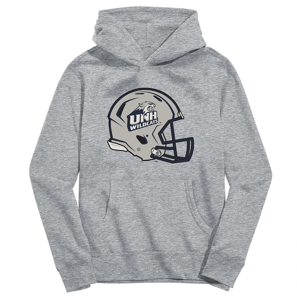 Youth Vive La Fete Heather Gray New Hampshire Wildcats Dripping Football Helmet Pullover Hoodie