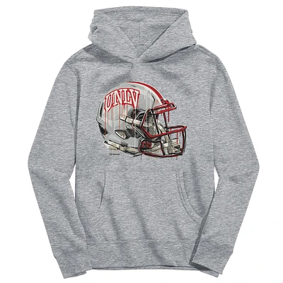 Youth Vive La Fete Heather Gray UNLV Rebels Dripping Football Helmet Pullover Hoodie