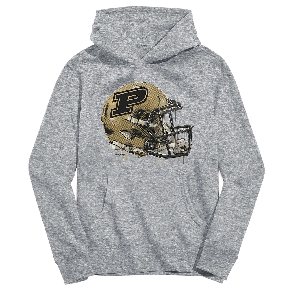 Youth Vive La Fete Heather Gray Purdue Boilermakers Dripping Football Helmet Pullover Hoodie