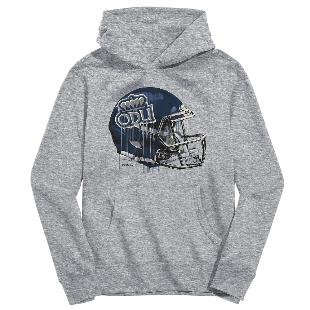 Youth Vive La Fete Heather Gray Old Dominion Monarchs Dripping Football Helmet Pullover Hoodie