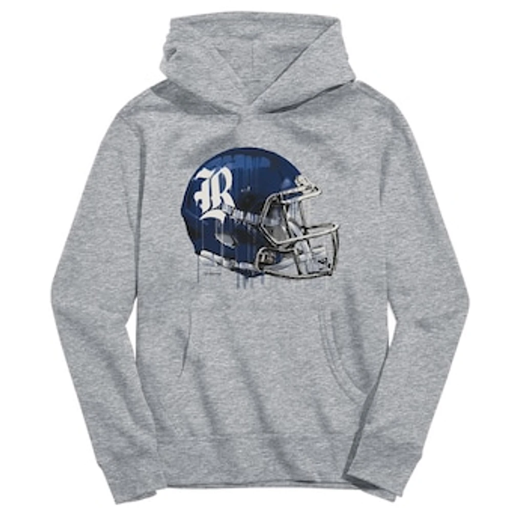 Youth Vive La Fete Heather Gray Rice Owls Dripping Football Helmet Pullover Hoodie
