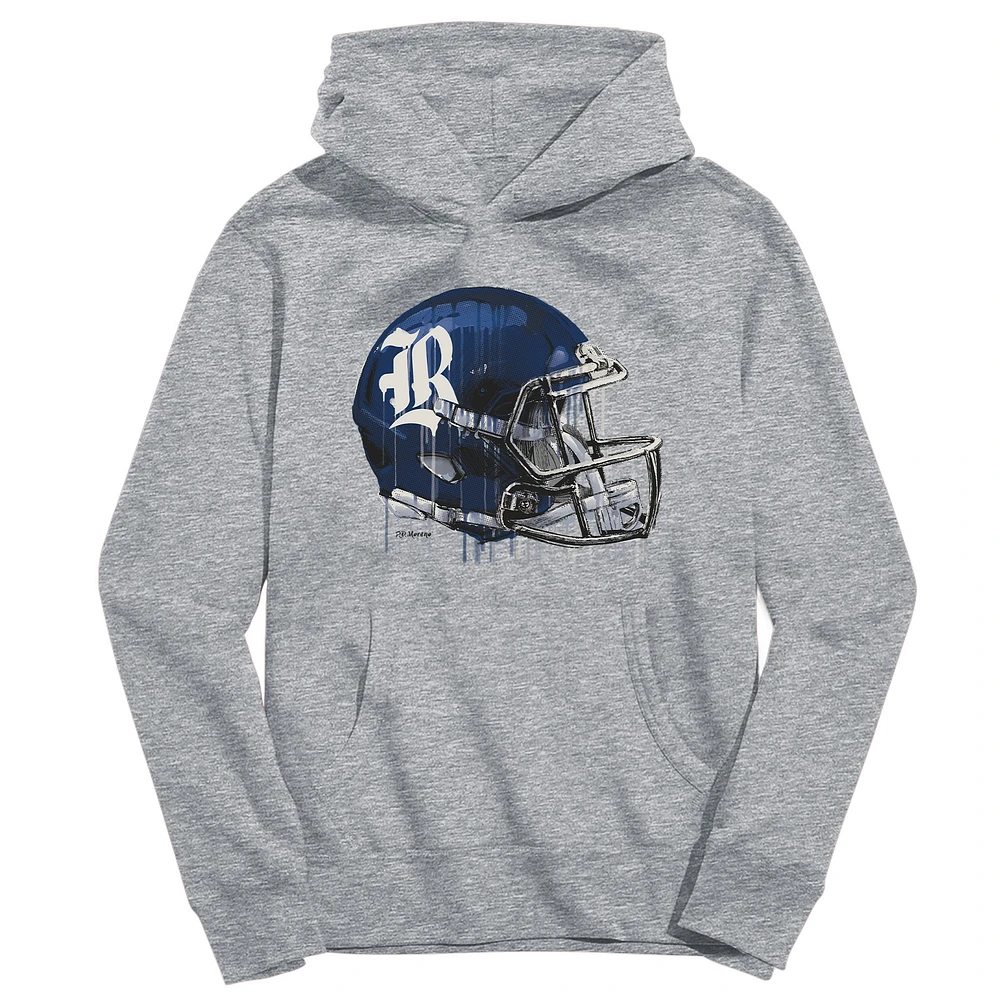 Youth Vive La Fete Heather Gray Rice Owls Dripping Football Helmet Pullover Hoodie