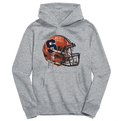 Youth Vive La Fete Heather Gray Syracuse Orange Dripping Football Helmet Pullover Hoodie