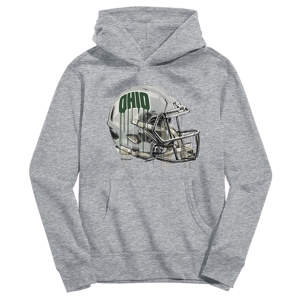 Youth Vive La Fete Heather Gray Ohio Bobcats Dripping Football Helmet Pullover Hoodie