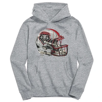 Youth Vive La Fete Heather Gray New Mexico Lobos Dripping Football Helmet Pullover Hoodie