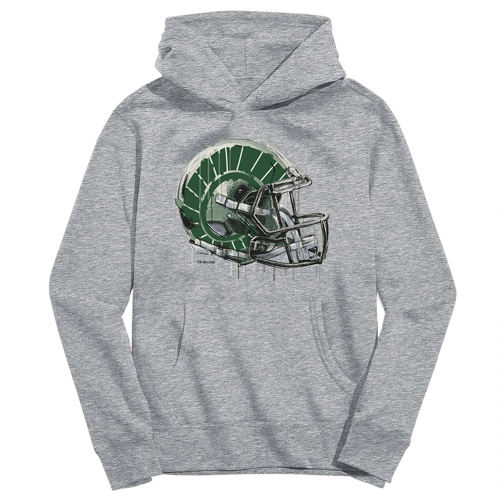 Youth Vive La Fete Heather Gray Colorado State Rams Dripping Football Helmet Pullover Hoodie