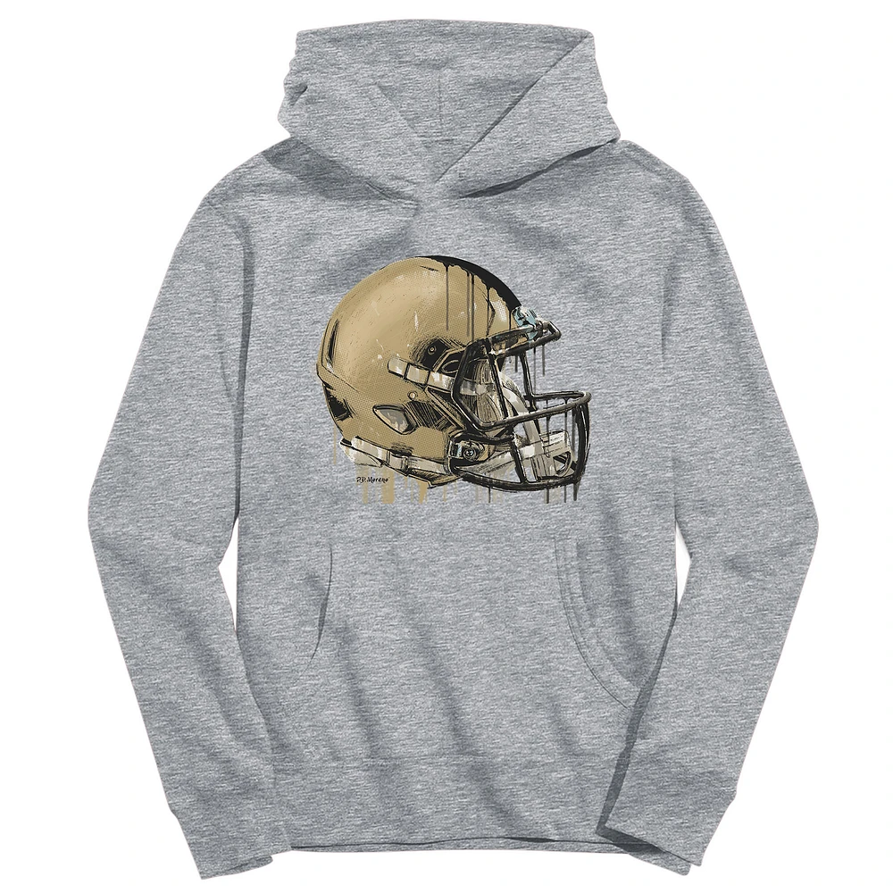 Youth Vive La Fete Heather Gray Army Black Knights Dripping Football Helmet Pullover Hoodie