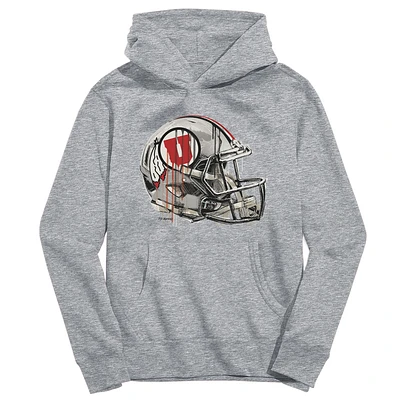 Youth Vive La Fete Heather Gray Utah Utes Dripping Football Helmet Pullover Hoodie