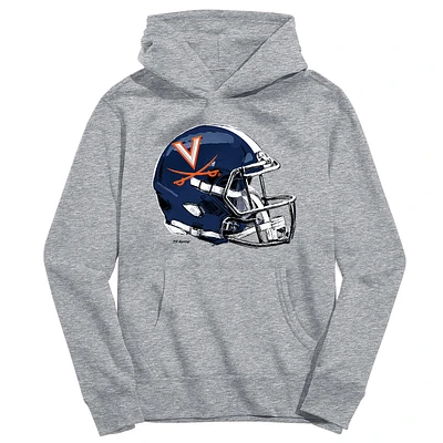 Youth Vive La Fete Heather Gray Virginia Cavaliers Dripping Football Helmet Pullover Hoodie
